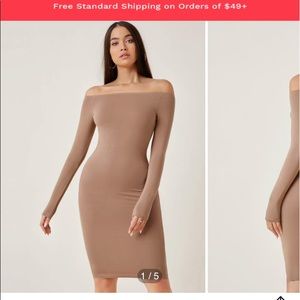 Shein brown off shoulder long sleeve